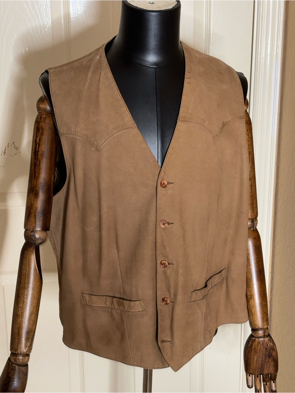 Scully Leather Vest Brown Snap Front Lined Western Cowboy Classic Men's Size 50